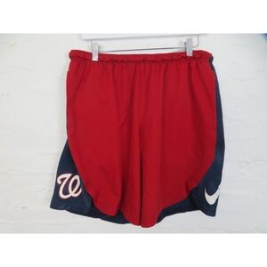 Washington Nationals Shorts Mens 2XL Red Nike Dri Fit MLB Baseball Authentic